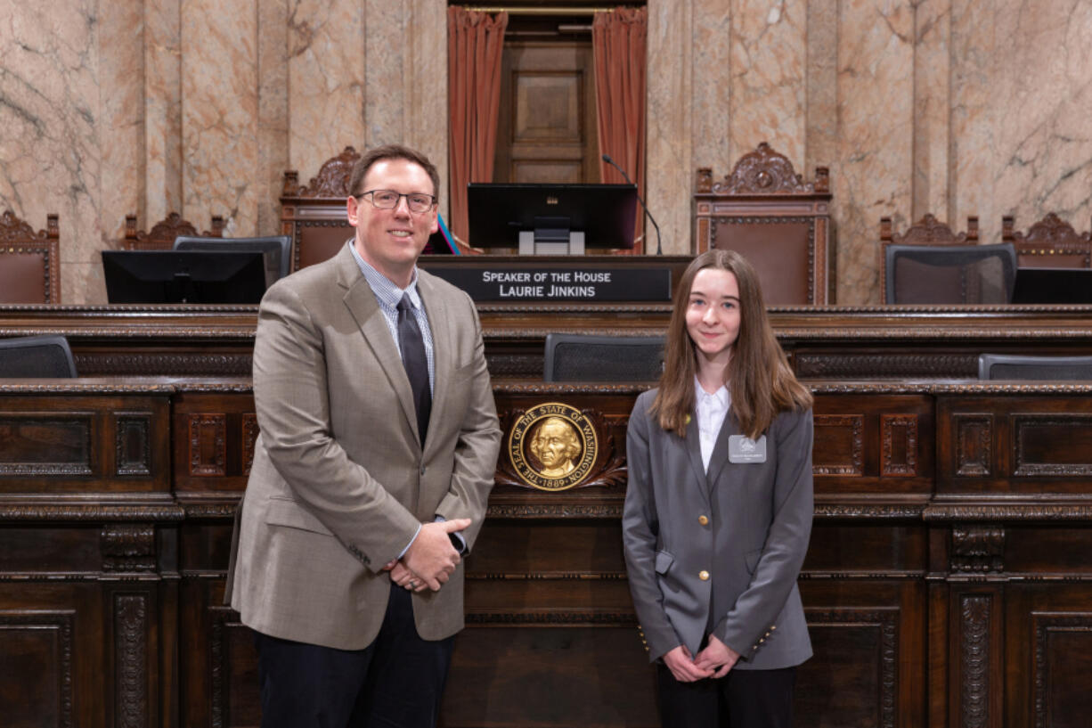 Camas High School student Kailyn Ruzzamenti recently served as a page in the Washington State House of Representatives, sponsored by Rep.