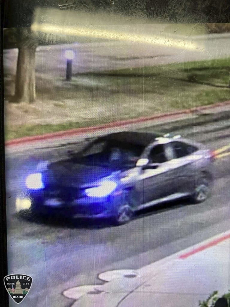 This photo provided by Boise Police Dept. shows surveillance of a vehicle near the scene of a shooting at Saint Alphonsus Regional Medical Center, Wednesday, March 20 2024 in Boise, Idaho.  Police said officers were involved in a shooting at the hospital early Wednesday and are searching for two suspects, one of them a prison inmate who escaped from the campus.  (Boise Police Dept.