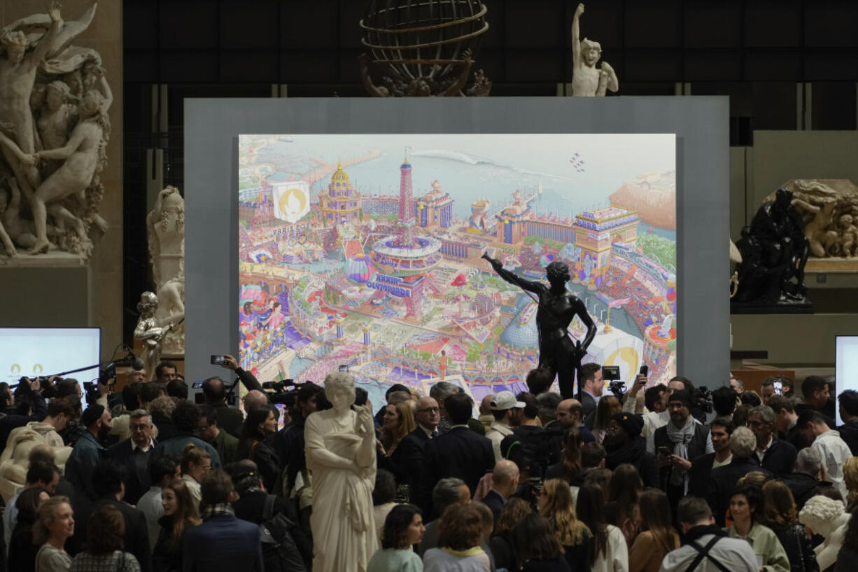 The Paris 2024 Olympic and Paralympic posters are unveiled Monday at the Musee d&rsquo;Orsay, in Paris.