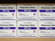 FILE - Boxes of the drug mifepristone sit on a shelf at the West Alabama Women&#039;s Center in Tuscaloosa, Ala., on March 16, 2022. On Tuesday, March 26, 2024, the U.S. Supreme Court will take up a case that could impact how women get access to mifepristone, one of the two pills used in the most common type of abortion in the nation. (AP Photo/Allen G.