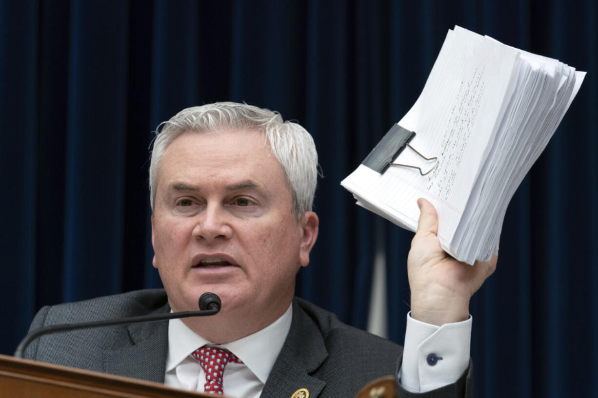 House Oversight and Accountability Committee Chairman Rep. James Comer, R-Ky., speaks during the House Oversight and Accountability Committee hearing on Capitol Hill in Washington, Wednesday, March 20, 2024.