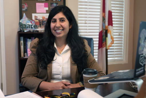Florida state Rep. Anna Eskamani smiles in her office Wednesday, March 27, 2024, in Orlando, Fla. For the first time in 27 years, the U.S. government is announcing changes to how it categorizes people by race and ethnicity. &ldquo;It feels good to be seen,&rdquo; said Eskamani, whose parents are from Iran.