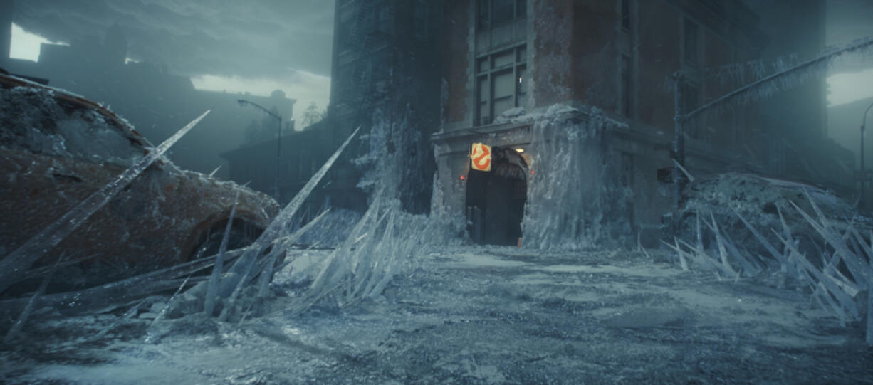 This image released by Columbia Pictures shows a scene from &ldquo;Ghostbusters: Frozen Empire.&rdquo; (Columbia Pictures/Sony via AP)