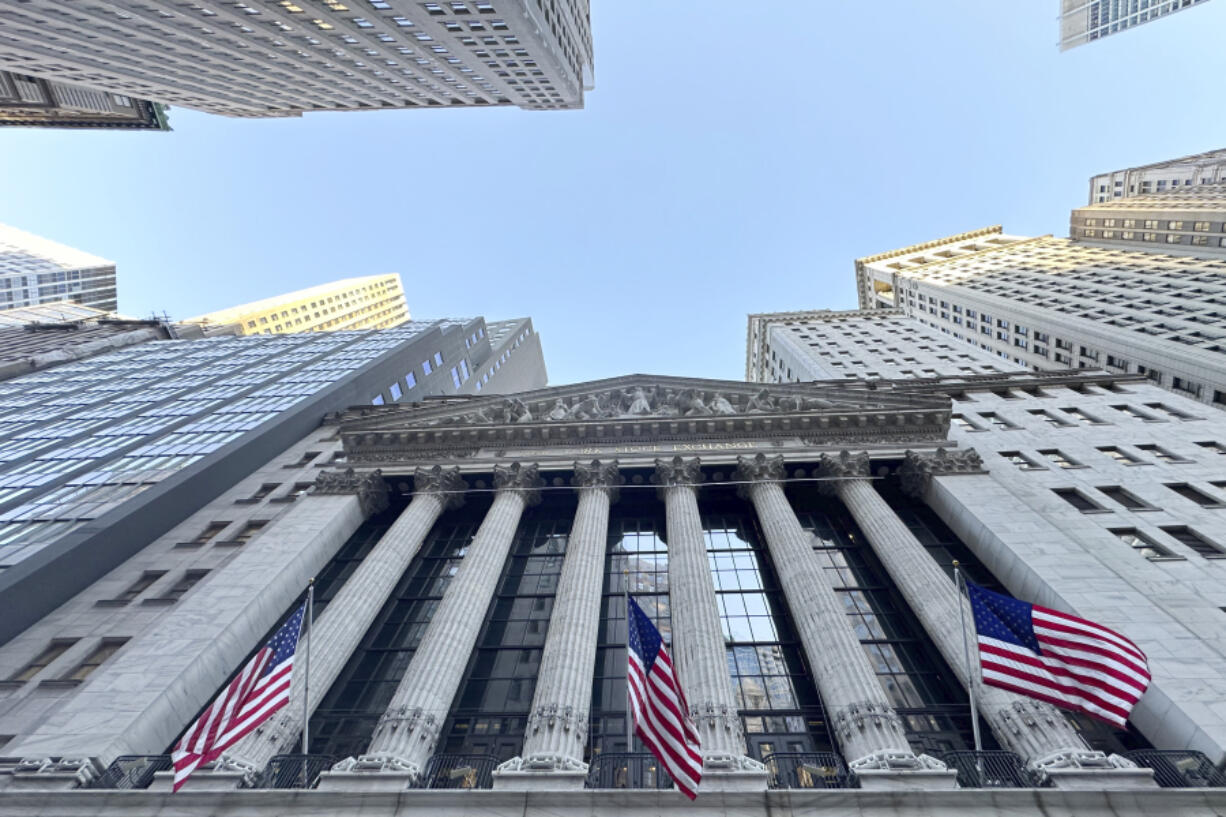 The New York Stock Exchange is shown on Tuesday, March 19, 2024, in New York. Stocks are opening lower as some of Wall Street&rsquo;s mania around artificial-intelligence technology cools.