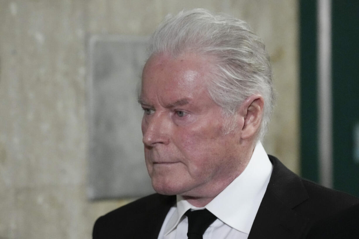 Musician Don Henley returns to court after a break in New York, Tuesday, Feb. 27, 2024. Henley resumed testifying Tuesday in a trial over handwritten drafts of lyrics to some of the Eagles&rsquo; biggest hits, including &ldquo;Hotel California,&rdquo; and his decade-long effort to reclaim the pages.