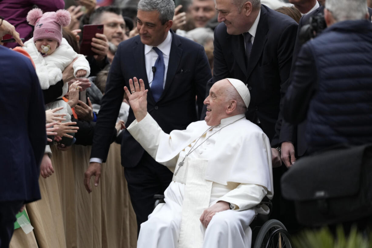 Pope Francis visits the parish church of St. Pius V for the &ldquo;24 hours for the Lord&rdquo; Lenten initiative of prayer and reconciliation, in Rome, Friday, March 8, 2024. The event will be celebrated in dioceses around the world on the eve of the fourth Sunday of Lent, from Friday 8 to Saturday 9 March.