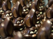 Chocolate rabbits wait to be decorated at the Cocoatree chocolate shop in Lonzee, Belgium. Sweet Easter baskets will likely come at a bitter cost this year for consumers as the price of cocoa climbs to record highs.