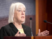 Sen. Patty Murray, D-Wash., speaks during a press event about a bill to establish federal protections for IVF on Capitol Hill, Tuesday, Feb. 27, 2024, in Washington.