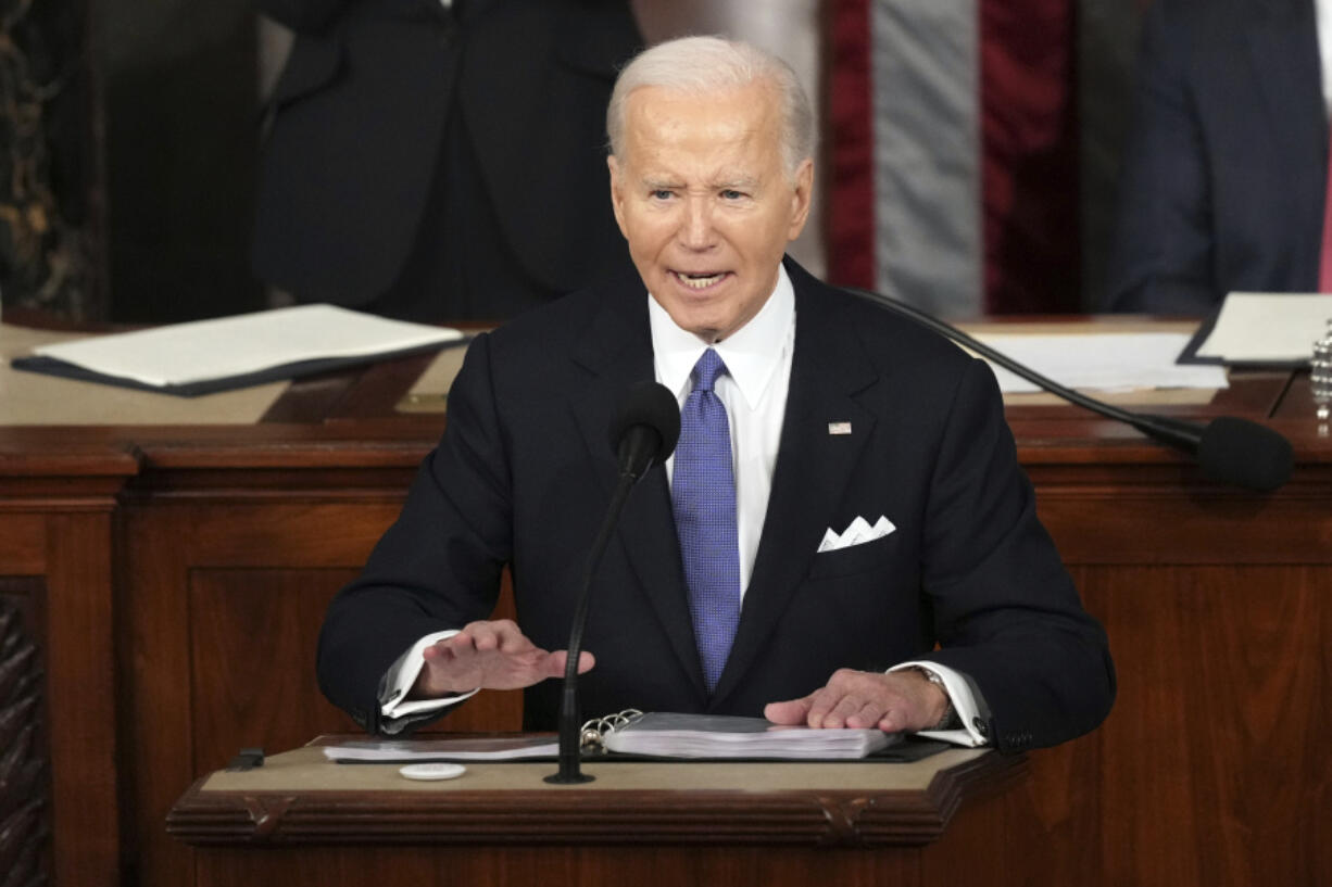 President Joe Biden delivers the State of the Union address to a joint session of Congress at the U.S. Capitol on Thursday.