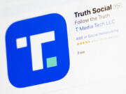 The download screen for Truth Social app is seen on a laptop computer, Wednesday, March 20, 2024, in New York. Shareholders vote Friday on a deal to merge Trump Media &amp; Technology Group, which runs Truth Social, and Digital World Acquisition Corp. &mdash; a special-purpose acquisition company, or SPAC., also referred to as a blank check company.