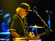 Scott McCaughey of the Baseball Project performs during a concert Sept. 21 at the Guild Theatre in Menlo Park, Calif.