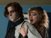 Cole Sprouse, left, and Kathryn Newton in &ldquo;Lisa Frankenstein.&rdquo; (Michele K.
