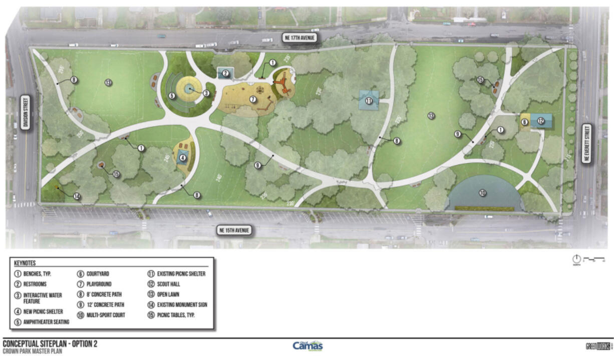 A rendering shows the future plan for Crown Park in Camas.