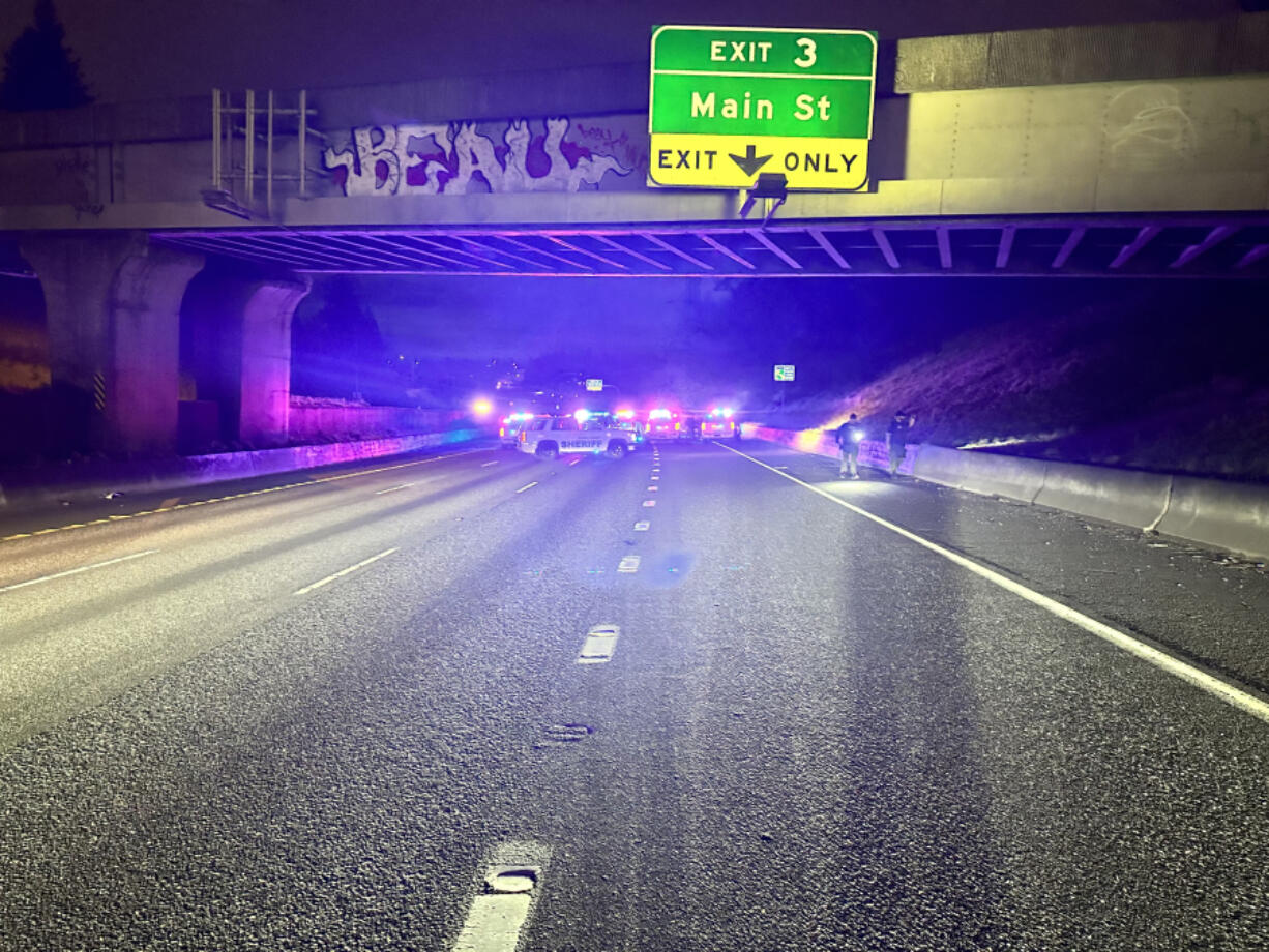 Clark County Sheriff&rsquo;s deputies pursued a suspect in a drive-by shooting onto Interstate 5 early Tuesday.