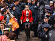 Lady Gaga performs March 25, 2023, during the filming of the movie &ldquo;Joker: Folie a Deux&rdquo; in New York.