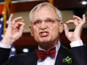 Rep. Earl Blumenauer, D-Ore., speaks about green infrastructure during a news conference, Thursday, Feb. 8, 2018, on Capitol Hill in Washington.