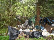 A body was found in a homeless encampment south of Ridgefield.
