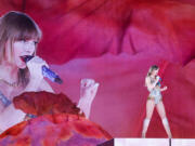 Taylor Swift performs on stage during a concert as part of her Eras World Tour in Sydney on Feb. 23.