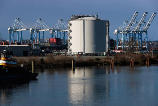 Puget Sound Energy&rsquo;s liquified natural gas (LNG) facility at the Port of Tacoma Feb. 16, 2024.