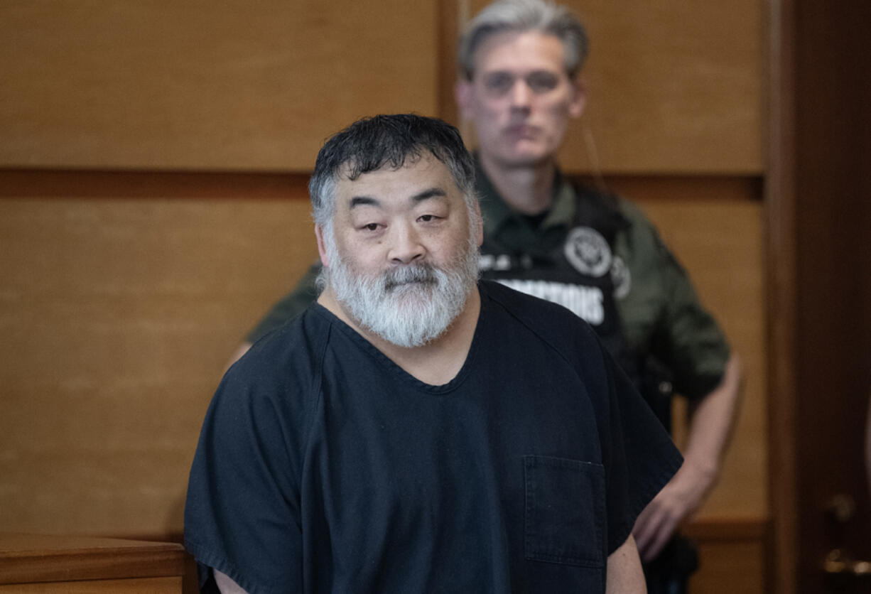 Former Camas High School girls head wrestling coach Mark Yamashita appears Tuesday at the Clark County Courthouse for sentencing in his child molestation case. Yamashita was sentenced to 20 months in prison.
