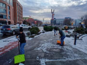 Vancouver Farmers Market staff and community members came together during January&rsquo;s ice storm to clear the area around the market, so vendors could sell their products despite the cold.