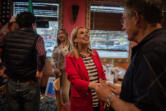 Republican 3rd Congressional District candidate Leslie Lewallen talks with Elden Ferris of Vancouver at a Monday meeting of the Southwest Washington Federated Republican Women.