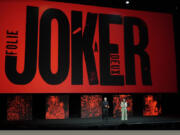 Michael De Luca, left, and Pamela Abdy, co-chairpersons and CEOs of Warner Bros. Motion Picture Group, introduce a trailer for the upcoming film &ldquo;Joker: Folie a Deux&rdquo; during the Warner Bros. Pictures presentation at CinemaCon 2024, Tuesday, April 9, 2024, in Las Vegas.