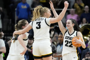 Caitlin Clark leads Iowa back to Final Four in 94-87 win over
defending champ LSU