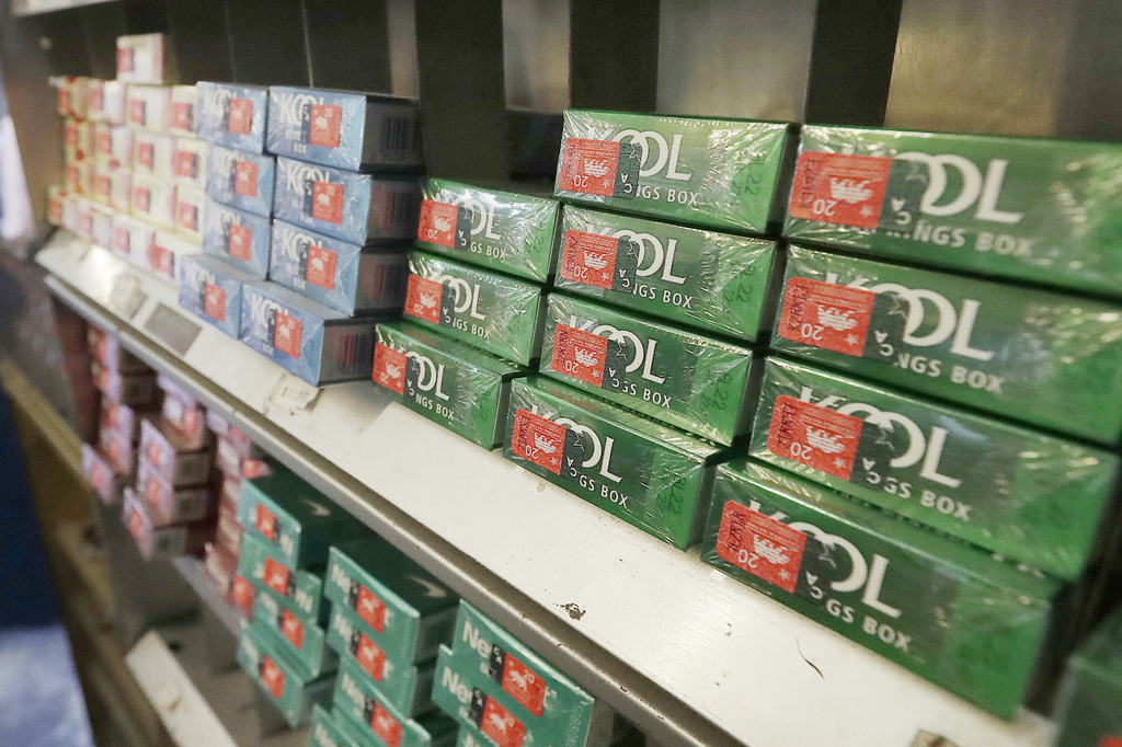 FILE - Menthol cigarettes and other tobacco products are displayed at a store in San Francisco on May 17, 2018. Anti-smoking groups filed a lawsuit against the U.S. government on Tuesday, April 2, 2024, over a long-awaited ban on menthol cigarettes, which has been idling at the White House for months.