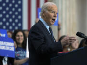 President Joe Biden delivers remarks on proposed spending on child care and other investments in the "care economy" during a rally at Union Station, Tuesday, April 9, 2024, in Washington.