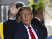 Former President Donald Trump leaves Trump Tower on his way to Manhattan criminal court, Monday, April 15, 2024, in New York. The hush money trial of former President Donald Trump begins Monday with jury selection. It's a singular moment for American history as the first criminal trial of a former U.S. commander in chief.