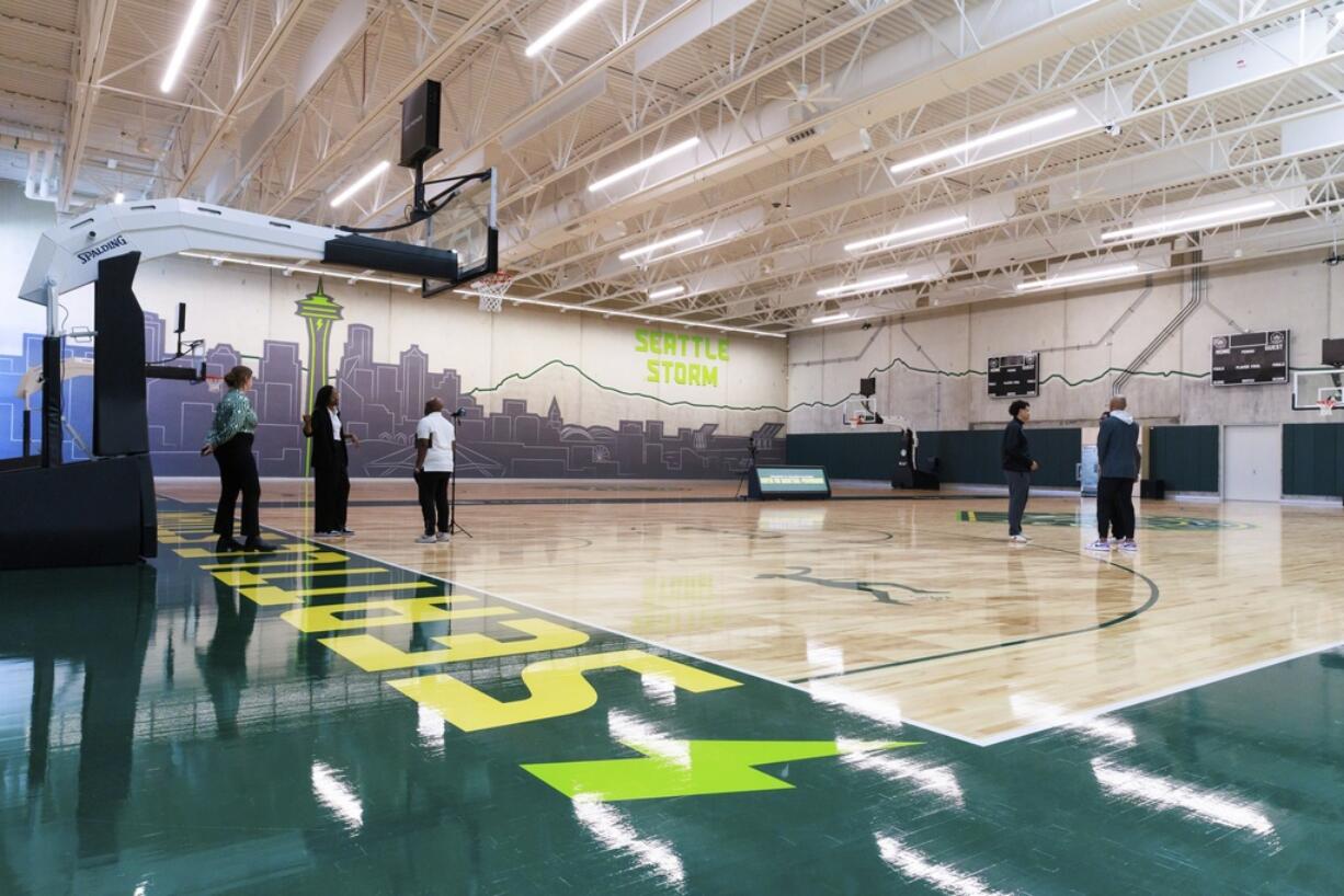 The Seattle Storm's new performance center is seen in Seattle on Thursday, April 18, 2024.