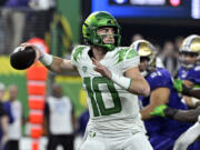 The Denver Broncos drafted former Oregon quarterback Bo Nix with the 12th pick in the NFL draft Thursday night, April 25, 2024.