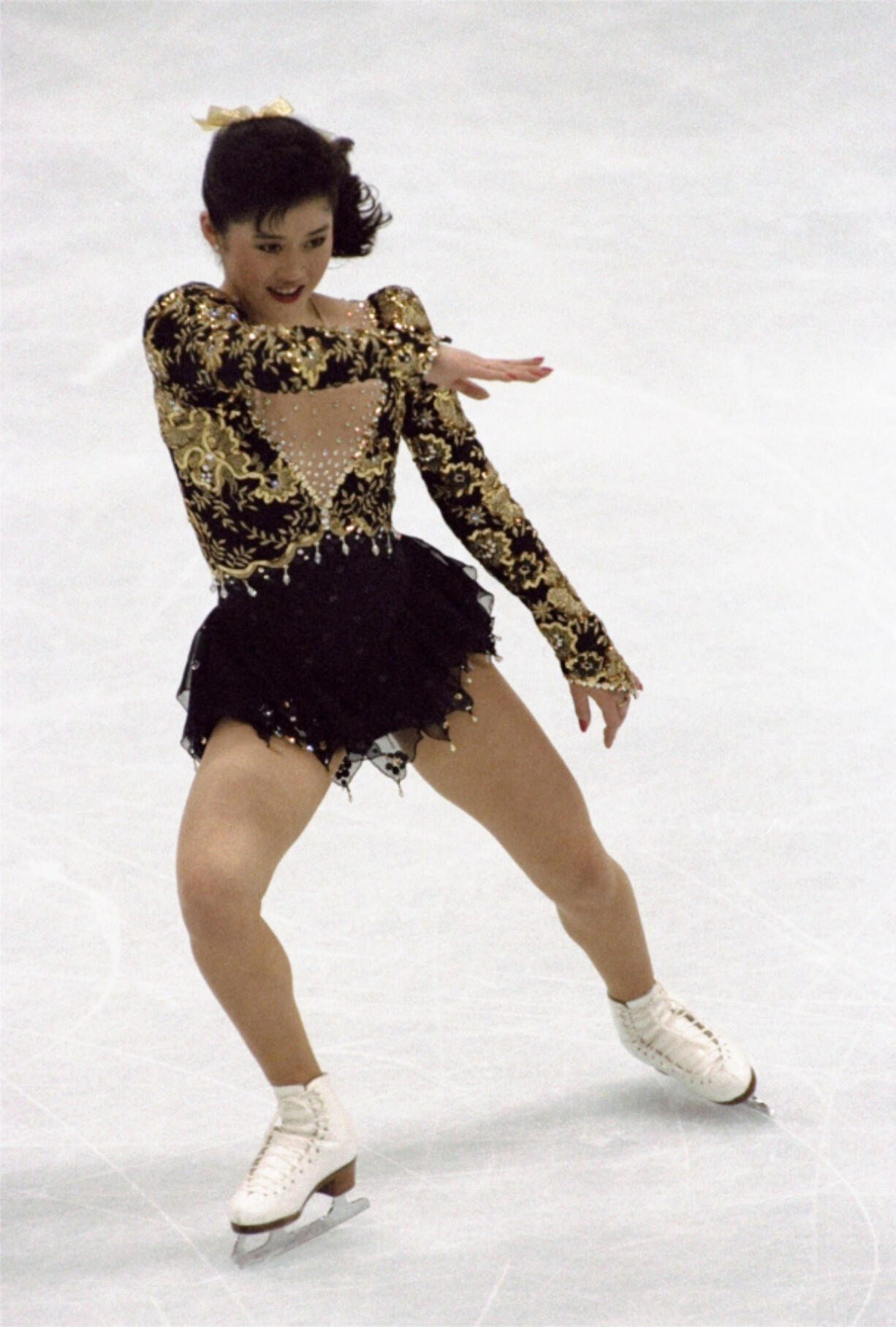 Kristi Yamaguchi of the U.S. skates in the free skating portion of the women&rsquo;s figure skating competition at the XVI Winter Olympic Games in Albertville, France on Feb. 21, 1992.
