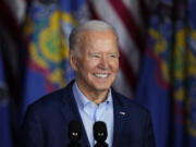 FILE - President Joe Biden speaks during a campaign event in Scranton, Pa., April 16, 2024.