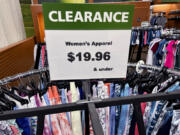 A clearance sign is displayed at a retail clothing store in Downers Grove, Ill., Monday, April 1, 2024. On Friday, April 26, 2024, the Commerce Department issues its March report on consumer spending. (AP Photo/Nam Y.