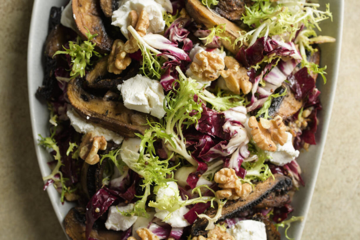 Frisee and Mushroom Salad With Goat Cheese and Walnuts (Milk Street)