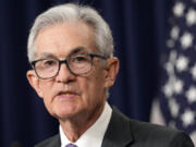 FILE - Federal Reserve Board chair Jerome Powell speaks during a news conference at the Federal Reserve in Washington, March 20, 2024. On Wednesday, April 3, 2024, Powell gives a speech on the economic outlook at the Knight Management Center of Stanford University in California.