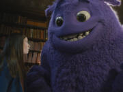 Cailey Fleming, left, with Blue, voiced by Steve Carrell, in a scene from &ldquo;IF.&rdquo; (Paramount Pictures)