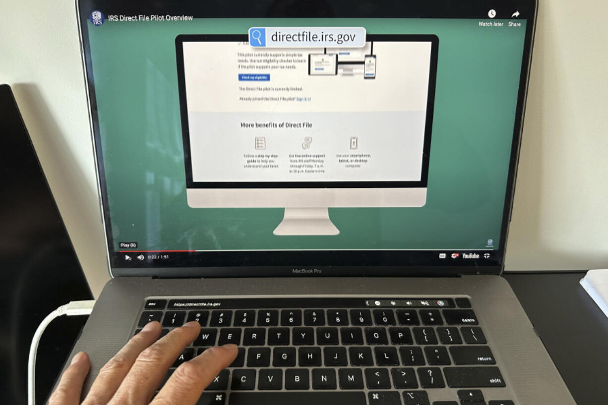 A page from the Internal Revenue Service website is shown on a laptop on Monday, April1, 2024 in New York. Taxpayers usually know their identity has been stolen when they try to file their tax returns and the IRS says they&rsquo;ve already done so.