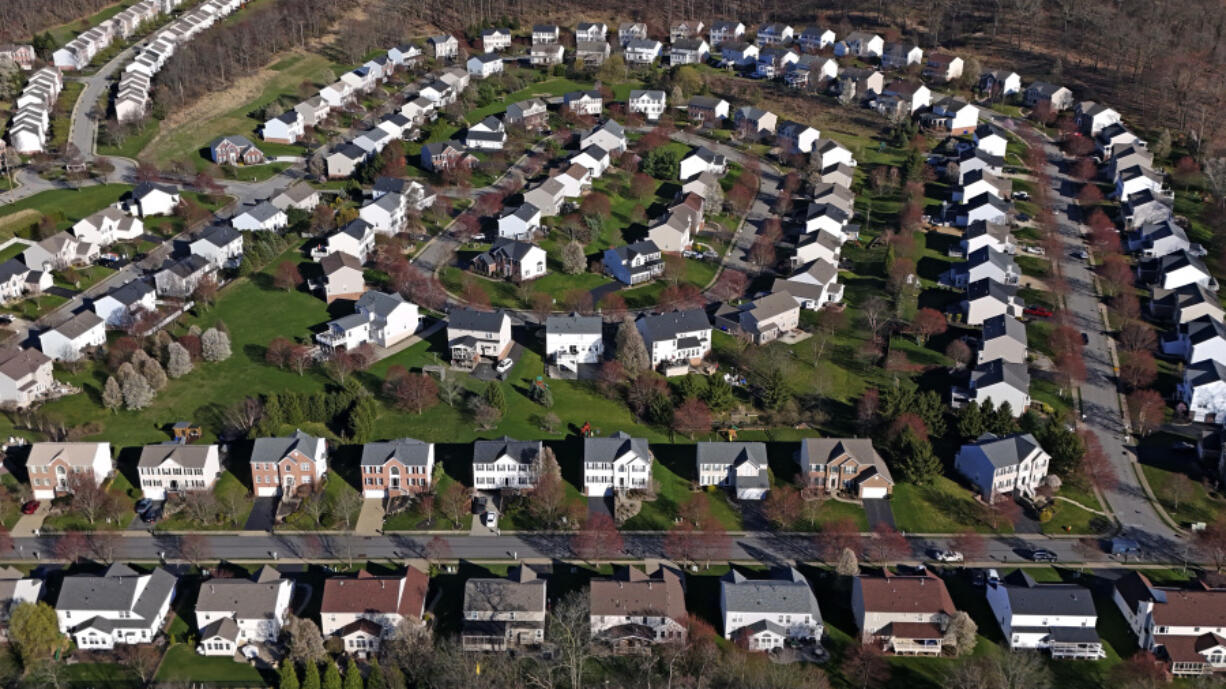 A housing development in Cranberry Township, Pa., is shown on Friday, March 29, 2024. On Thursday, April 18, 2024, the National Association of Realtors reports on existing home sales for March. (AP Photo/Gene J.