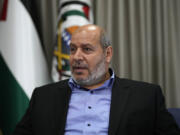 Khalil al-Hayya, a high-ranking Hamas official who has represented the Palestinian militant group in negotiations for a cease-fire and hostage exchange deal, speaks during an interview with The Associated Press, in Istanbul, Turkey, Wednesday, April 24, 2024.