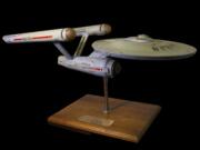 The first model of the USS Enterprise is displayed at Heritage Auctions in Los Angeles, April 13.