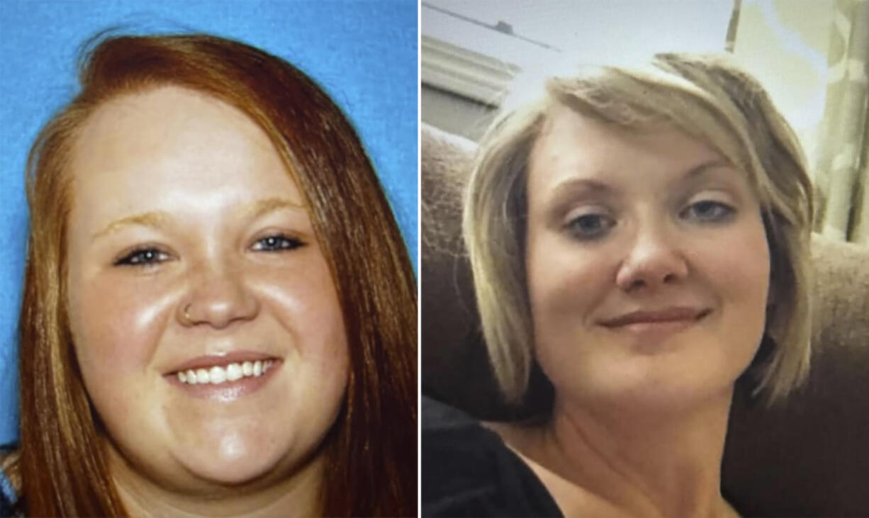FILE - This combination photo shows Veronica Butler, left, and Jilian Kelley, right. On Saturday, April 13, 2024, Oklahoma authorities said they arrested and charged four people with murder and kidnapping over the weekend in connection with the disappearances of the two Oklahoma women.