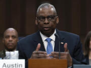 Secretary of Defense Lloyd Austin testifies before Senate Committee on Armed Services during a hearing on Department of Defense Budget Request for Fiscal Year 2025 and the Future Years Defense Program on Capitol Hill in Washington, Tuesday, April 9, 2024.