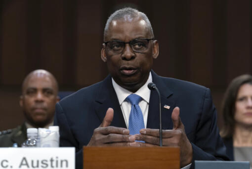 Secretary of Defense Lloyd Austin testifies before Senate Committee on Armed Services during a hearing on Department of Defense Budget Request for Fiscal Year 2025 and the Future Years Defense Program on Capitol Hill in Washington, Tuesday, April 9, 2024.