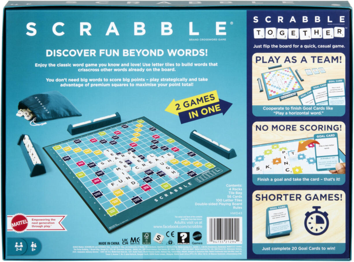The new version of the classic board game Scrabble includes a new way to play called Scrabble Together.