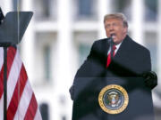 FILE - President Donald Trump speaks during a rally in Washington on Jan. 6, 2021. The Supreme Court is hearing arguments this week with profound legal and political consequences: whether former President Donald Trump is immune from prosecution in a federal case charging him with plotting to overturn the results of the 2020 election.