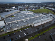 The Northwest ICE Processing Center, seen from the air, Sunday, Feb. 18, 2024, in Tacoma, Washington. Over a period of less than three months this year, the federal immigrant detention center has seen at least six, possibly seven, suicide attempts, according to audio and records of 911 calls.