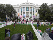 The White House Easter Egg Roll is set to begin on the South Lawn of the White House in Washington, Monday, April 1, 2024. Thunder and lightning delayed the start of the Easter egg roll at the White House for 90 minutes on Monday, but the event eventually kicked off under gray skies and internment rain. More than 40,000 people, 10,000 more than last year, were expected to participate in the event.